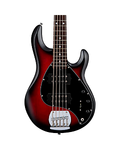 Sterling by Music Man StingRay 5 Ray5 HH 5 String Bass Guitar in Ruby Red Burst Satin