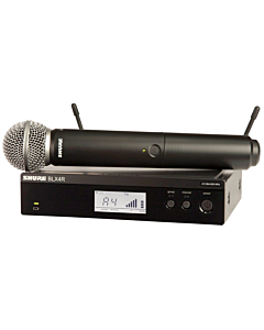 Shure Wireless 1/2R Handheld System BLX2 Tx; SM58 Mic; BLX4R Rx Auto Setup 614-638MHz